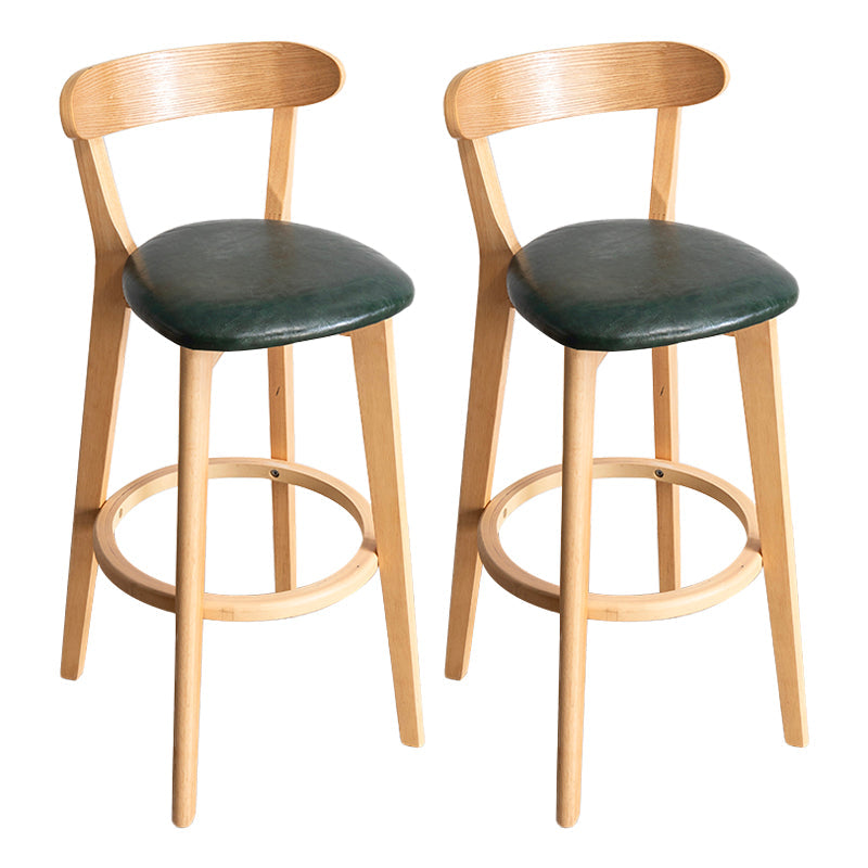 Modern Armless Backrest Counter Stool Wood Household Bar Stool with Cushion and Pedal Blackish Green Natural 2 Piece Set Clearhalo 'Bar Furniture' 'Bar Stools' 'bar_stools' 'furn' 'furn_bar_stools' 'furniture_bar_stools' 'Kitchen & Dining Furniture' 'kitchen&dining_furn' 'kitchen' 'kitchen_furn' Furniture' 4372067