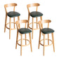 Modern Armless Backrest Counter Stool Wood Household Bar Stool with Cushion and Pedal Blackish Green Natural 4 Piece Set Clearhalo 'Bar Furniture' 'Bar Stools' 'bar_stools' 'furn' 'furn_bar_stools' 'furniture_bar_stools' 'Kitchen & Dining Furniture' 'kitchen&dining_furn' 'kitchen' 'kitchen_furn' Furniture' 4372069