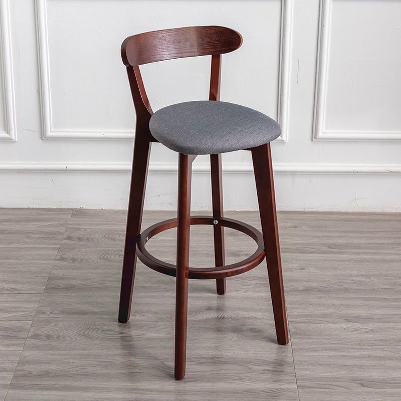 Modern Armless Backrest Counter Stool Wood Household Bar Stool with Cushion and Pedal Dark Gray Brown 1 Piece Clearhalo 'Bar Furniture' 'Bar Stools' 'bar_stools' 'furn' 'furn_bar_stools' 'furniture_bar_stools' 'Kitchen & Dining Furniture' 'kitchen&dining_furn' 'kitchen' 'kitchen_furn' Furniture' 4372070