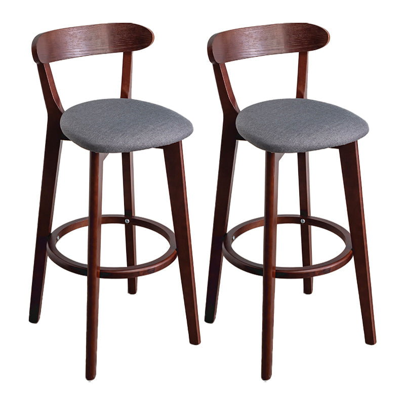 Modern Armless Backrest Counter Stool Wood Household Bar Stool with Cushion and Pedal Dark Gray Brown 2 Piece Set Clearhalo 'Bar Furniture' 'Bar Stools' 'bar_stools' 'furn' 'furn_bar_stools' 'furniture_bar_stools' 'Kitchen & Dining Furniture' 'kitchen&dining_furn' 'kitchen' 'kitchen_furn' Furniture' 4372072