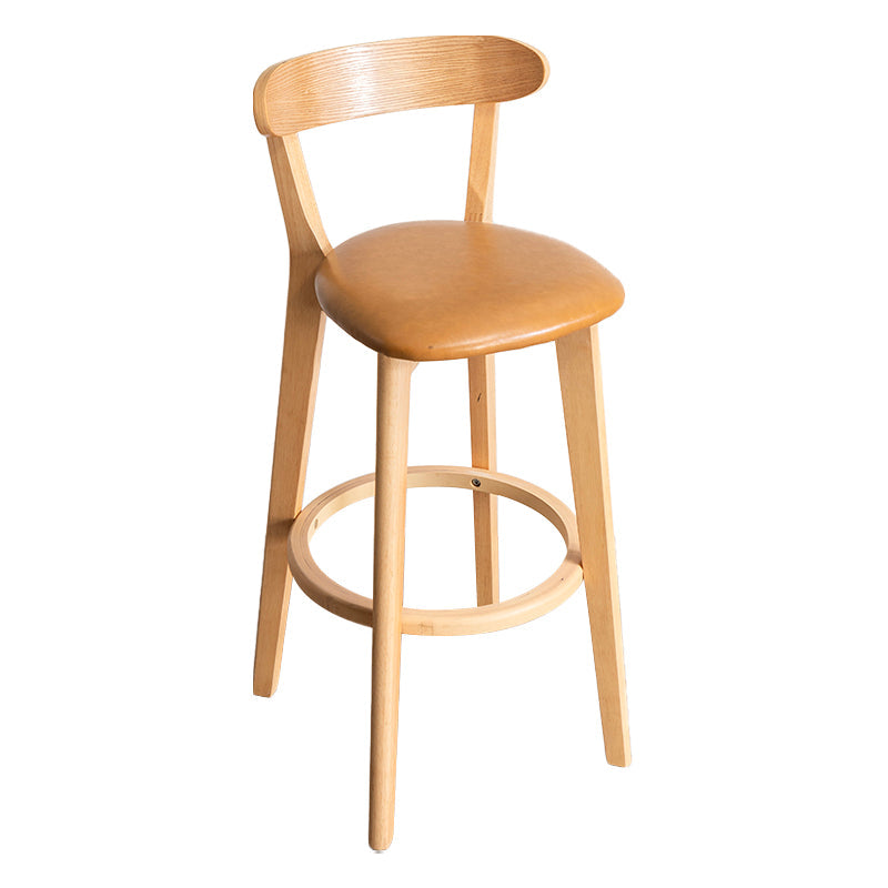 Modern Armless Backrest Counter Stool Wood Household Bar Stool with Cushion and Pedal Clearhalo 'Bar Furniture' 'Bar Stools' 'bar_stools' 'furn' 'furn_bar_stools' 'furniture_bar_stools' 'Kitchen & Dining Furniture' 'kitchen&dining_furn' 'kitchen' 'kitchen_furn' Furniture' 4372073