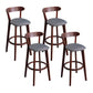 Modern Armless Backrest Counter Stool Wood Household Bar Stool with Cushion and Pedal Dark Gray Brown 4 Piece Set Clearhalo 'Bar Furniture' 'Bar Stools' 'bar_stools' 'furn' 'furn_bar_stools' 'furniture_bar_stools' 'Kitchen & Dining Furniture' 'kitchen&dining_furn' 'kitchen' 'kitchen_furn' Furniture' 4372074