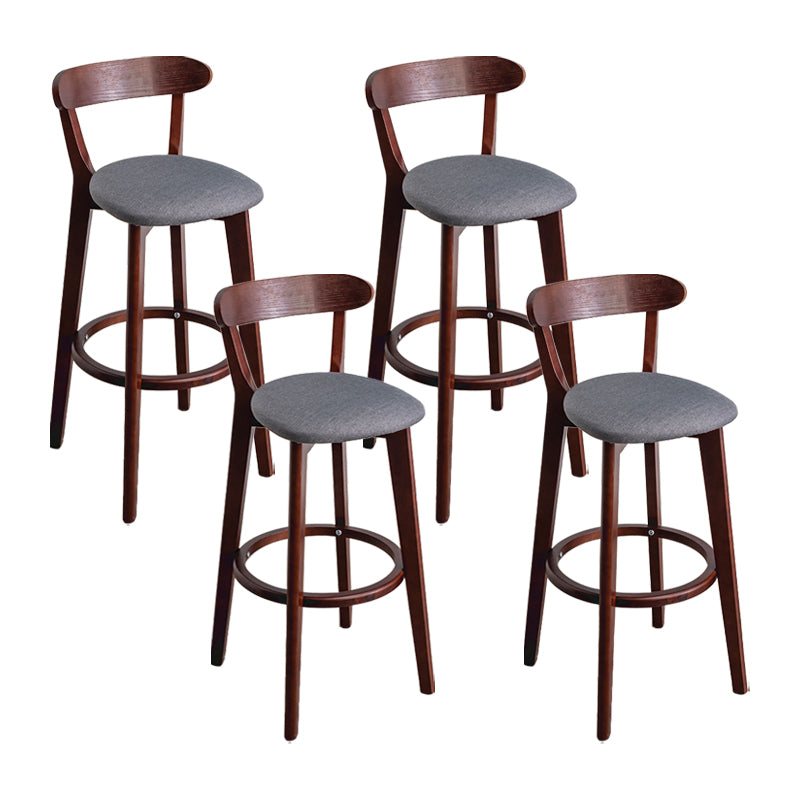Modern Armless Backrest Counter Stool Wood Household Bar Stool with Cushion and Pedal Dark Gray Brown 4 Piece Set Clearhalo 'Bar Furniture' 'Bar Stools' 'bar_stools' 'furn' 'furn_bar_stools' 'furniture_bar_stools' 'Kitchen & Dining Furniture' 'kitchen&dining_furn' 'kitchen' 'kitchen_furn' Furniture' 4372074