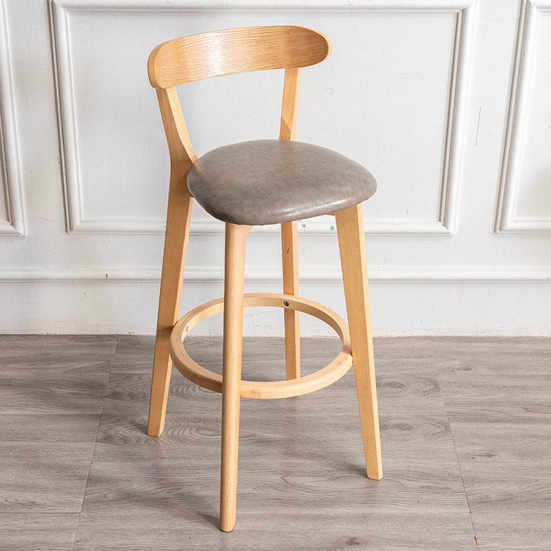 Modern Armless Backrest Counter Stool Wood Household Bar Stool with Cushion and Pedal Grey Natural 1 Piece Clearhalo 'Bar Furniture' 'Bar Stools' 'bar_stools' 'furn' 'furn_bar_stools' 'furniture_bar_stools' 'Kitchen & Dining Furniture' 'kitchen&dining_furn' 'kitchen' 'kitchen_furn' Furniture' 4372076