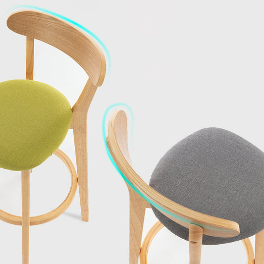 Modern Armless Backrest Counter Stool Wood Household Bar Stool with Cushion and Pedal Clearhalo 'Bar Furniture' 'Bar Stools' 'bar_stools' 'furn' 'furn_bar_stools' 'furniture_bar_stools' 'Kitchen & Dining Furniture' 'kitchen&dining_furn' 'kitchen' 'kitchen_furn' Furniture' 4372077