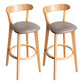 Modern Armless Backrest Counter Stool Wood Household Bar Stool with Cushion and Pedal Grey Natural 2 Piece Set Clearhalo 'Bar Furniture' 'Bar Stools' 'bar_stools' 'furn' 'furn_bar_stools' 'furniture_bar_stools' 'Kitchen & Dining Furniture' 'kitchen&dining_furn' 'kitchen' 'kitchen_furn' Furniture' 4372078