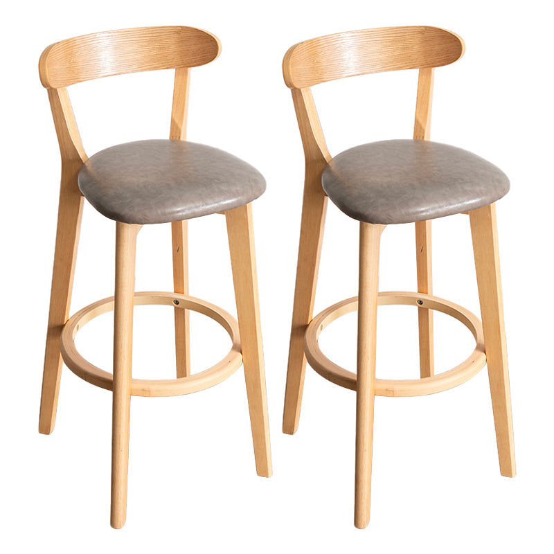 Modern Armless Backrest Counter Stool Wood Household Bar Stool with Cushion and Pedal Grey Natural 2 Piece Set Clearhalo 'Bar Furniture' 'Bar Stools' 'bar_stools' 'furn' 'furn_bar_stools' 'furniture_bar_stools' 'Kitchen & Dining Furniture' 'kitchen&dining_furn' 'kitchen' 'kitchen_furn' Furniture' 4372078