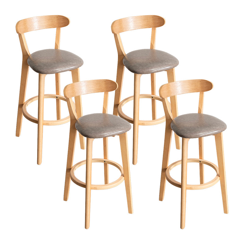 Modern Armless Backrest Counter Stool Wood Household Bar Stool with Cushion and Pedal Grey Natural 4 Piece Set Clearhalo 'Bar Furniture' 'Bar Stools' 'bar_stools' 'furn' 'furn_bar_stools' 'furniture_bar_stools' 'Kitchen & Dining Furniture' 'kitchen&dining_furn' 'kitchen' 'kitchen_furn' Furniture' 4372081