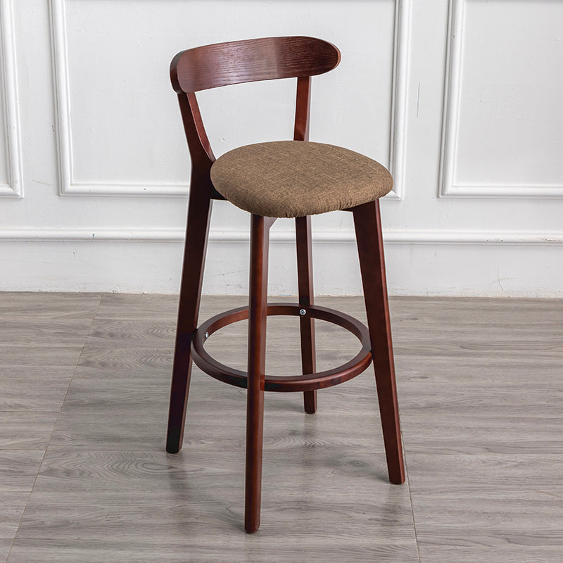 Modern Armless Backrest Counter Stool Wood Household Bar Stool with Cushion and Pedal Coffee Brown 1 Piece Clearhalo 'Bar Furniture' 'Bar Stools' 'bar_stools' 'furn' 'furn_bar_stools' 'furniture_bar_stools' 'Kitchen & Dining Furniture' 'kitchen&dining_furn' 'kitchen' 'kitchen_furn' Furniture' 4372082