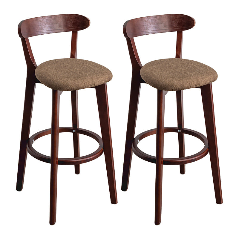 Modern Armless Backrest Counter Stool Wood Household Bar Stool with Cushion and Pedal Coffee Brown 2 Piece Set Clearhalo 'Bar Furniture' 'Bar Stools' 'bar_stools' 'furn' 'furn_bar_stools' 'furniture_bar_stools' 'Kitchen & Dining Furniture' 'kitchen&dining_furn' 'kitchen' 'kitchen_furn' Furniture' 4372085