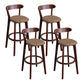 Modern Armless Backrest Counter Stool Wood Household Bar Stool with Cushion and Pedal Coffee Brown 4 Piece Set Clearhalo 'Bar Furniture' 'Bar Stools' 'bar_stools' 'furn' 'furn_bar_stools' 'furniture_bar_stools' 'Kitchen & Dining Furniture' 'kitchen&dining_furn' 'kitchen' 'kitchen_furn' Furniture' 4372086