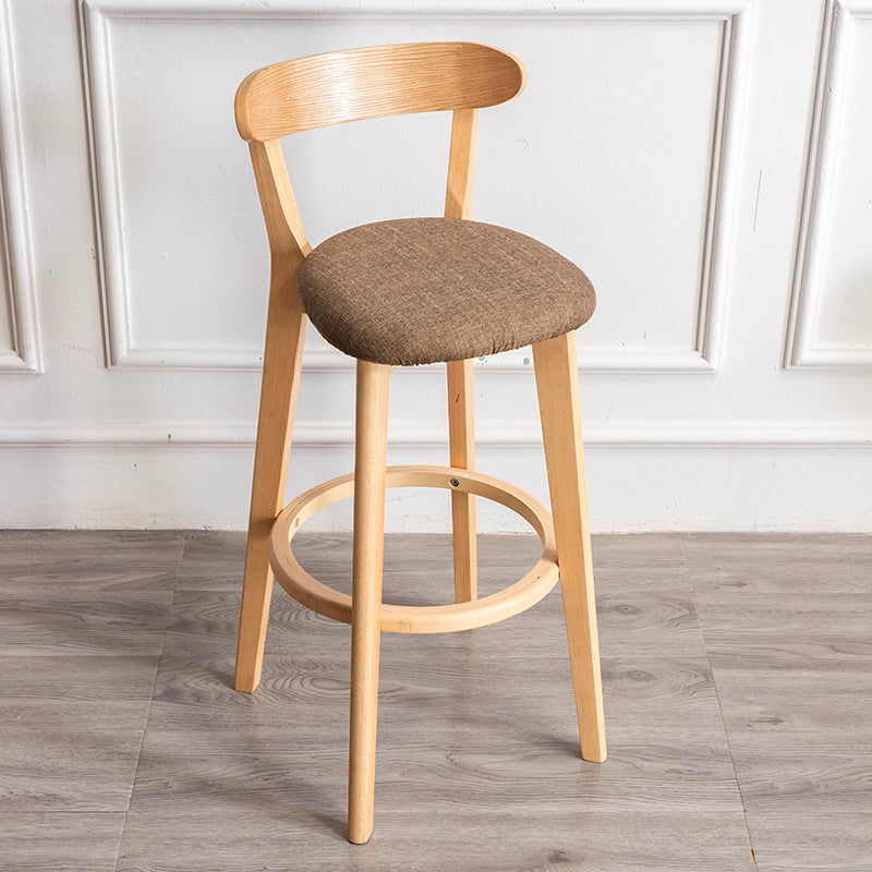Modern Armless Backrest Counter Stool Wood Household Bar Stool with Cushion and Pedal Coffee Natural 1 Piece Clearhalo 'Bar Furniture' 'Bar Stools' 'bar_stools' 'furn' 'furn_bar_stools' 'furniture_bar_stools' 'Kitchen & Dining Furniture' 'kitchen&dining_furn' 'kitchen' 'kitchen_furn' Furniture' 4372088