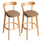 Modern Armless Backrest Counter Stool Wood Household Bar Stool with Cushion and Pedal Coffee Natural 2 Piece Set Clearhalo 'Bar Furniture' 'Bar Stools' 'bar_stools' 'furn' 'furn_bar_stools' 'furniture_bar_stools' 'Kitchen & Dining Furniture' 'kitchen&dining_furn' 'kitchen' 'kitchen_furn' Furniture' 4372089