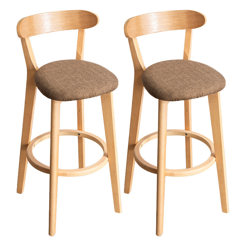 Modern Armless Backrest Counter Stool Wood Household Bar Stool with Cushion and Pedal Coffee Natural 2 Piece Set Clearhalo 'Bar Furniture' 'Bar Stools' 'bar_stools' 'furn' 'furn_bar_stools' 'furniture_bar_stools' 'Kitchen & Dining Furniture' 'kitchen&dining_furn' 'kitchen' 'kitchen_furn' Furniture' 4372089