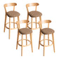 Modern Armless Backrest Counter Stool Wood Household Bar Stool with Cushion and Pedal Coffee Natural 4 Piece Set Clearhalo 'Bar Furniture' 'Bar Stools' 'bar_stools' 'furn' 'furn_bar_stools' 'furniture_bar_stools' 'Kitchen & Dining Furniture' 'kitchen&dining_furn' 'kitchen' 'kitchen_furn' Furniture' 4372090