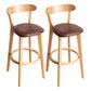 Modern Armless Backrest Counter Stool Wood Household Bar Stool with Cushion and Pedal Brown Natural 2 Piece Set Clearhalo 'Bar Furniture' 'Bar Stools' 'bar_stools' 'furn' 'furn_bar_stools' 'furniture_bar_stools' 'Kitchen & Dining Furniture' 'kitchen&dining_furn' 'kitchen' 'kitchen_furn' Furniture' 4372092