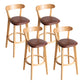 Modern Armless Backrest Counter Stool Wood Household Bar Stool with Cushion and Pedal Brown Natural 4 Piece Set Clearhalo 'Bar Furniture' 'Bar Stools' 'bar_stools' 'furn' 'furn_bar_stools' 'furniture_bar_stools' 'Kitchen & Dining Furniture' 'kitchen&dining_furn' 'kitchen' 'kitchen_furn' Furniture' 4372093