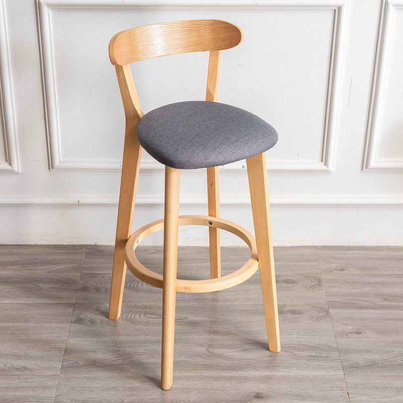 Modern Armless Backrest Counter Stool Wood Household Bar Stool with Cushion and Pedal Dark Gray Natural 1 Piece Clearhalo 'Bar Furniture' 'Bar Stools' 'bar_stools' 'furn' 'furn_bar_stools' 'furniture_bar_stools' 'Kitchen & Dining Furniture' 'kitchen&dining_furn' 'kitchen' 'kitchen_furn' Furniture' 4372094