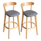 Modern Armless Backrest Counter Stool Wood Household Bar Stool with Cushion and Pedal Dark Gray Natural 2 Piece Set Clearhalo 'Bar Furniture' 'Bar Stools' 'bar_stools' 'furn' 'furn_bar_stools' 'furniture_bar_stools' 'Kitchen & Dining Furniture' 'kitchen&dining_furn' 'kitchen' 'kitchen_furn' Furniture' 4372095