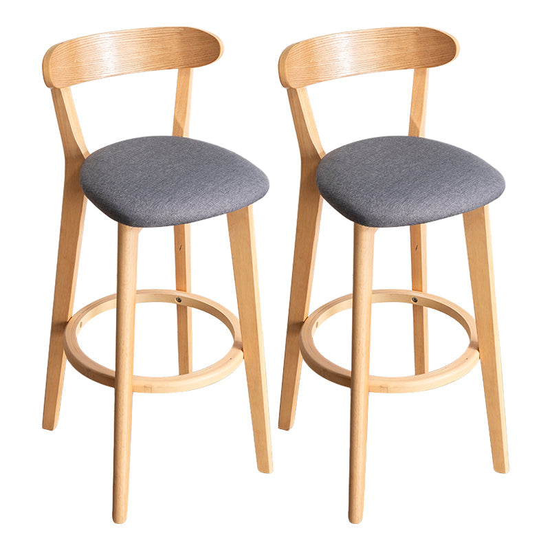 Modern Armless Backrest Counter Stool Wood Household Bar Stool with Cushion and Pedal Dark Gray Natural 2 Piece Set Clearhalo 'Bar Furniture' 'Bar Stools' 'bar_stools' 'furn' 'furn_bar_stools' 'furniture_bar_stools' 'Kitchen & Dining Furniture' 'kitchen&dining_furn' 'kitchen' 'kitchen_furn' Furniture' 4372095