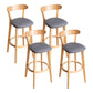 Modern Armless Backrest Counter Stool Wood Household Bar Stool with Cushion and Pedal Dark Gray Natural 4 Piece Set Clearhalo 'Bar Furniture' 'Bar Stools' 'bar_stools' 'furn' 'furn_bar_stools' 'furniture_bar_stools' 'Kitchen & Dining Furniture' 'kitchen&dining_furn' 'kitchen' 'kitchen_furn' Furniture' 4372096
