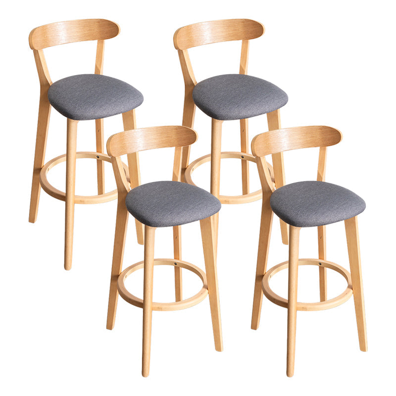 Modern Armless Backrest Counter Stool Wood Household Bar Stool with Cushion and Pedal Dark Gray Natural 4 Piece Set Clearhalo 'Bar Furniture' 'Bar Stools' 'bar_stools' 'furn' 'furn_bar_stools' 'furniture_bar_stools' 'Kitchen & Dining Furniture' 'kitchen&dining_furn' 'kitchen' 'kitchen_furn' Furniture' 4372096