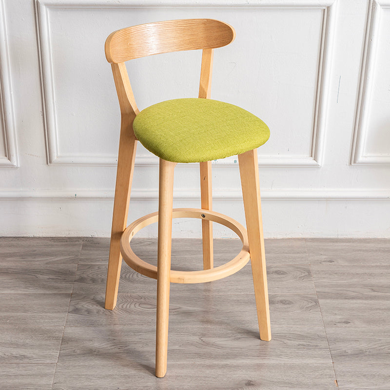 Modern Armless Backrest Counter Stool Wood Household Bar Stool with Cushion and Pedal Green Natural 1 Piece Clearhalo 'Bar Furniture' 'Bar Stools' 'bar_stools' 'furn' 'furn_bar_stools' 'furniture_bar_stools' 'Kitchen & Dining Furniture' 'kitchen&dining_furn' 'kitchen' 'kitchen_furn' Furniture' 4372097