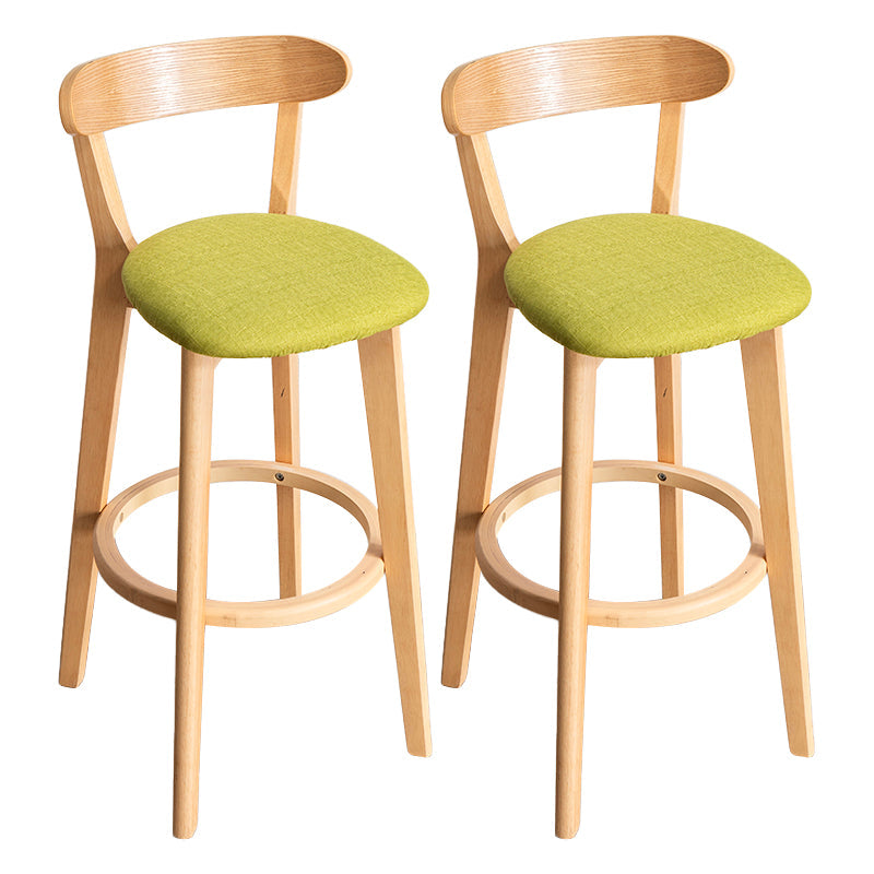 Modern Armless Backrest Counter Stool Wood Household Bar Stool with Cushion and Pedal Green Natural 2 Piece Set Clearhalo 'Bar Furniture' 'Bar Stools' 'bar_stools' 'furn' 'furn_bar_stools' 'furniture_bar_stools' 'Kitchen & Dining Furniture' 'kitchen&dining_furn' 'kitchen' 'kitchen_furn' Furniture' 4372098