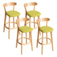 Modern Armless Backrest Counter Stool Wood Household Bar Stool with Cushion and Pedal Green Natural 4 Piece Set Clearhalo 'Bar Furniture' 'Bar Stools' 'bar_stools' 'furn' 'furn_bar_stools' 'furniture_bar_stools' 'Kitchen & Dining Furniture' 'kitchen&dining_furn' 'kitchen' 'kitchen_furn' Furniture' 4372099