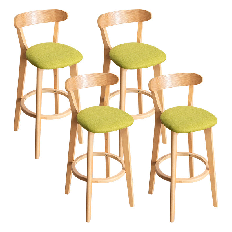 Modern Armless Backrest Counter Stool Wood Household Bar Stool with Cushion and Pedal Green Natural 4 Piece Set Clearhalo 'Bar Furniture' 'Bar Stools' 'bar_stools' 'furn' 'furn_bar_stools' 'furniture_bar_stools' 'Kitchen & Dining Furniture' 'kitchen&dining_furn' 'kitchen' 'kitchen_furn' Furniture' 4372099