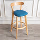 Modern Armless Backrest Counter Stool Wood Household Bar Stool with Cushion and Pedal Dark Blue Natural 1 Piece Clearhalo 'Bar Furniture' 'Bar Stools' 'bar_stools' 'furn' 'furn_bar_stools' 'furniture_bar_stools' 'Kitchen & Dining Furniture' 'kitchen&dining_furn' 'kitchen' 'kitchen_furn' Furniture' 4372100