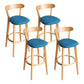Modern Armless Backrest Counter Stool Wood Household Bar Stool with Cushion and Pedal Dark Blue Natural 4 Piece Set Clearhalo 'Bar Furniture' 'Bar Stools' 'bar_stools' 'furn' 'furn_bar_stools' 'furniture_bar_stools' 'Kitchen & Dining Furniture' 'kitchen&dining_furn' 'kitchen' 'kitchen_furn' Furniture' 4372102