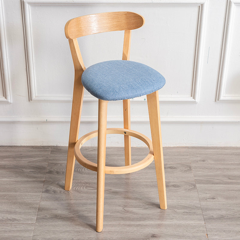 Modern Armless Backrest Counter Stool Wood Household Bar Stool with Cushion and Pedal Light Blue Natural 1 Piece Clearhalo 'Bar Furniture' 'Bar Stools' 'bar_stools' 'furn' 'furn_bar_stools' 'furniture_bar_stools' 'Kitchen & Dining Furniture' 'kitchen&dining_furn' 'kitchen' 'kitchen_furn' Furniture' 4372103