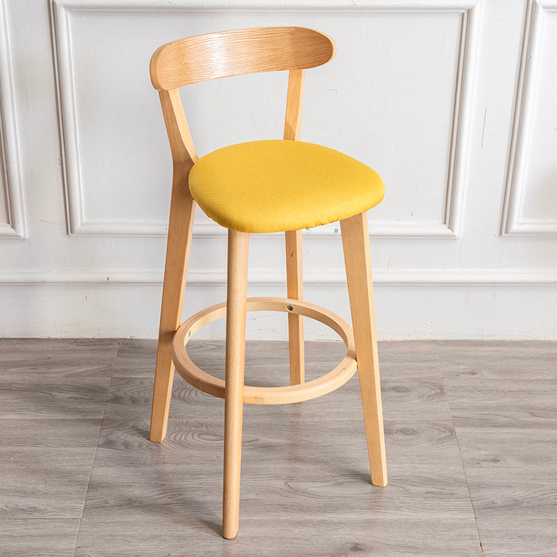 Modern Armless Backrest Counter Stool Wood Household Bar Stool with Cushion and Pedal Yellow Natural 1 Piece Clearhalo 'Bar Furniture' 'Bar Stools' 'bar_stools' 'furn' 'furn_bar_stools' 'furniture_bar_stools' 'Kitchen & Dining Furniture' 'kitchen&dining_furn' 'kitchen' 'kitchen_furn' Furniture' 4372106