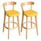 Modern Armless Backrest Counter Stool Wood Household Bar Stool with Cushion and Pedal Yellow Natural 2 Piece Set Clearhalo 'Bar Furniture' 'Bar Stools' 'bar_stools' 'furn' 'furn_bar_stools' 'furniture_bar_stools' 'Kitchen & Dining Furniture' 'kitchen&dining_furn' 'kitchen' 'kitchen_furn' Furniture' 4372107