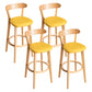 Modern Armless Backrest Counter Stool Wood Household Bar Stool with Cushion and Pedal Yellow Natural 4 Piece Set Clearhalo 'Bar Furniture' 'Bar Stools' 'bar_stools' 'furn' 'furn_bar_stools' 'furniture_bar_stools' 'Kitchen & Dining Furniture' 'kitchen&dining_furn' 'kitchen' 'kitchen_furn' Furniture' 4372108