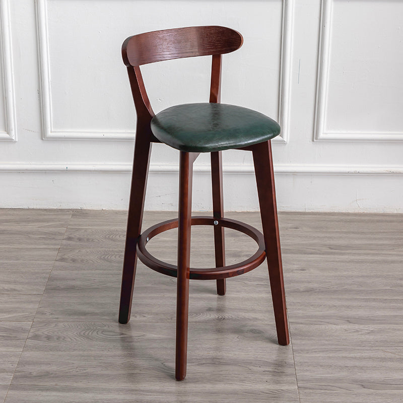 Modern Armless Backrest Counter Stool Wood Household Bar Stool with Cushion and Pedal Blackish Green Brown 1 Piece Clearhalo 'Bar Furniture' 'Bar Stools' 'bar_stools' 'furn' 'furn_bar_stools' 'furniture_bar_stools' 'Kitchen & Dining Furniture' 'kitchen&dining_furn' 'kitchen' 'kitchen_furn' Furniture' 4372109