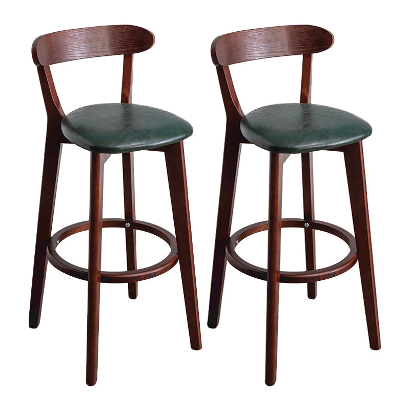 Modern Armless Backrest Counter Stool Wood Household Bar Stool with Cushion and Pedal Blackish Green Brown 2 Piece Set Clearhalo 'Bar Furniture' 'Bar Stools' 'bar_stools' 'furn' 'furn_bar_stools' 'furniture_bar_stools' 'Kitchen & Dining Furniture' 'kitchen&dining_furn' 'kitchen' 'kitchen_furn' Furniture' 4372110