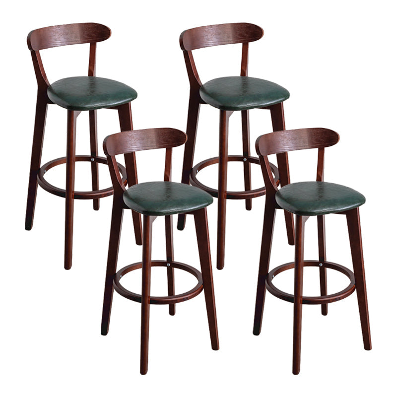 Modern Armless Backrest Counter Stool Wood Household Bar Stool with Cushion and Pedal Blackish Green Brown 4 Piece Set Clearhalo 'Bar Furniture' 'Bar Stools' 'bar_stools' 'furn' 'furn_bar_stools' 'furniture_bar_stools' 'Kitchen & Dining Furniture' 'kitchen&dining_furn' 'kitchen' 'kitchen_furn' Furniture' 4372111