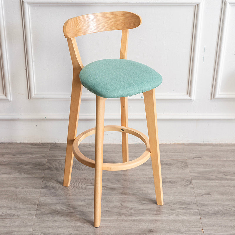 Modern Armless Backrest Counter Stool Wood Household Bar Stool with Cushion and Pedal Mint Green Natural 1 Piece Clearhalo 'Bar Furniture' 'Bar Stools' 'bar_stools' 'furn' 'furn_bar_stools' 'furniture_bar_stools' 'Kitchen & Dining Furniture' 'kitchen&dining_furn' 'kitchen' 'kitchen_furn' Furniture' 4372112