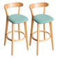 Modern Armless Backrest Counter Stool Wood Household Bar Stool with Cushion and Pedal Mint Green Natural 2 Piece Set Clearhalo 'Bar Furniture' 'Bar Stools' 'bar_stools' 'furn' 'furn_bar_stools' 'furniture_bar_stools' 'Kitchen & Dining Furniture' 'kitchen&dining_furn' 'kitchen' 'kitchen_furn' Furniture' 4372113