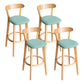 Modern Armless Backrest Counter Stool Wood Household Bar Stool with Cushion and Pedal Mint Green Natural 4 Piece Set Clearhalo 'Bar Furniture' 'Bar Stools' 'bar_stools' 'furn' 'furn_bar_stools' 'furniture_bar_stools' 'Kitchen & Dining Furniture' 'kitchen&dining_furn' 'kitchen' 'kitchen_furn' Furniture' 4372114