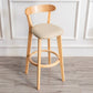 Modern Armless Backrest Counter Stool Wood Household Bar Stool with Cushion and Pedal Khaki Natural 1 Piece Clearhalo 'Bar Furniture' 'Bar Stools' 'bar_stools' 'furn' 'furn_bar_stools' 'furniture_bar_stools' 'Kitchen & Dining Furniture' 'kitchen&dining_furn' 'kitchen' 'kitchen_furn' Furniture' 4372115