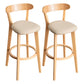 Modern Armless Backrest Counter Stool Wood Household Bar Stool with Cushion and Pedal Khaki Natural 2 Piece Set Clearhalo 'Bar Furniture' 'Bar Stools' 'bar_stools' 'furn' 'furn_bar_stools' 'furniture_bar_stools' 'Kitchen & Dining Furniture' 'kitchen&dining_furn' 'kitchen' 'kitchen_furn' Furniture' 4372116