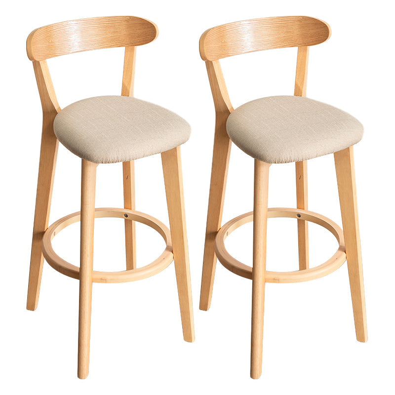 Modern Armless Backrest Counter Stool Wood Household Bar Stool with Cushion and Pedal Khaki Natural 2 Piece Set Clearhalo 'Bar Furniture' 'Bar Stools' 'bar_stools' 'furn' 'furn_bar_stools' 'furniture_bar_stools' 'Kitchen & Dining Furniture' 'kitchen&dining_furn' 'kitchen' 'kitchen_furn' Furniture' 4372116