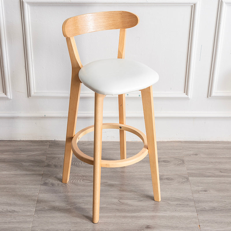 Modern Armless Backrest Counter Stool Wood Household Bar Stool with Cushion and Pedal White Natural 1 Piece Clearhalo 'Bar Furniture' 'Bar Stools' 'bar_stools' 'furn' 'furn_bar_stools' 'furniture_bar_stools' 'Kitchen & Dining Furniture' 'kitchen&dining_furn' 'kitchen' 'kitchen_furn' Furniture' 4372118