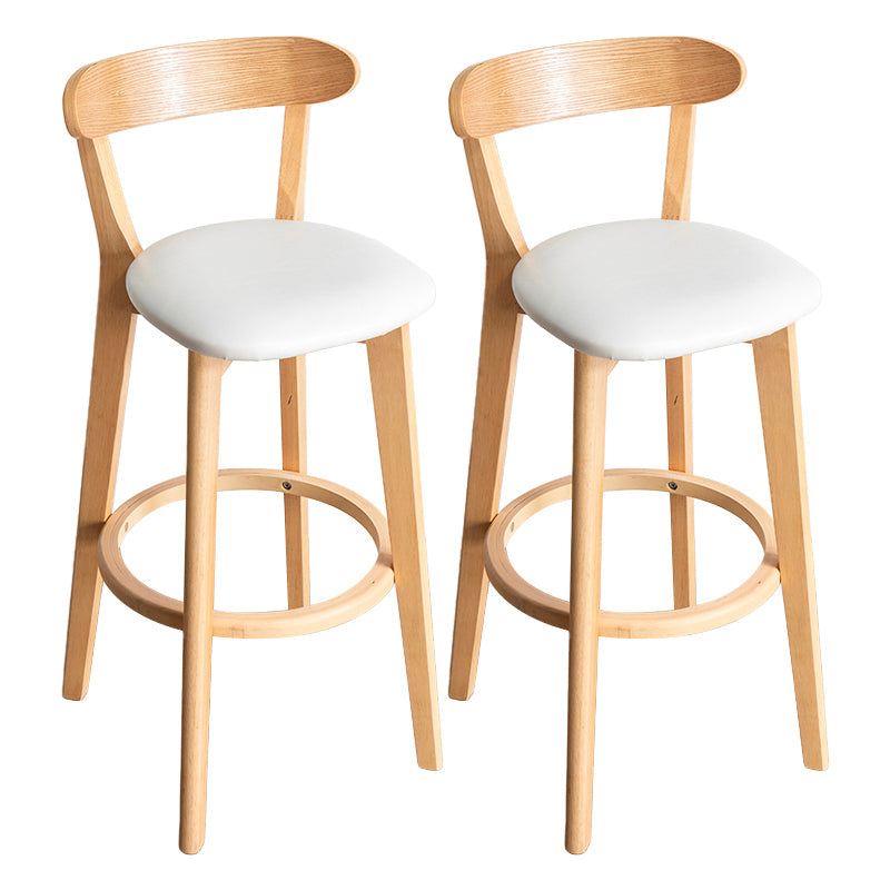 Modern Armless Backrest Counter Stool Wood Household Bar Stool with Cushion and Pedal White Natural 2 Piece Set Clearhalo 'Bar Furniture' 'Bar Stools' 'bar_stools' 'furn' 'furn_bar_stools' 'furniture_bar_stools' 'Kitchen & Dining Furniture' 'kitchen&dining_furn' 'kitchen' 'kitchen_furn' Furniture' 4372119