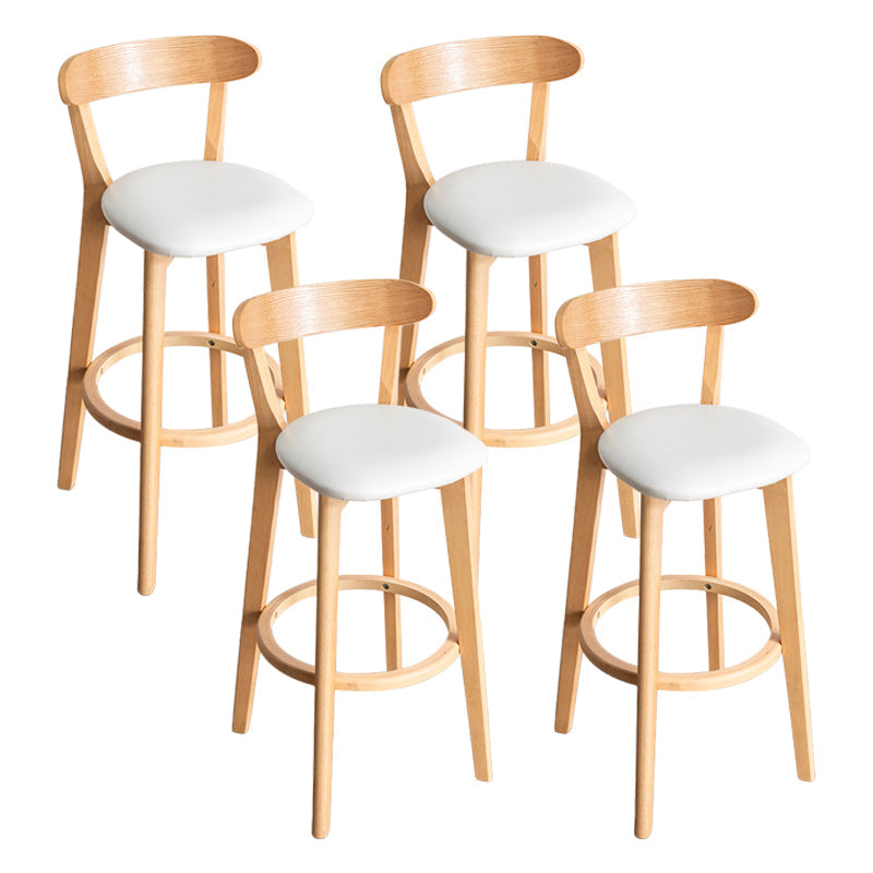 Modern Armless Backrest Counter Stool Wood Household Bar Stool with Cushion and Pedal White Natural 4 Piece Set Clearhalo 'Bar Furniture' 'Bar Stools' 'bar_stools' 'furn' 'furn_bar_stools' 'furniture_bar_stools' 'Kitchen & Dining Furniture' 'kitchen&dining_furn' 'kitchen' 'kitchen_furn' Furniture' 4372120