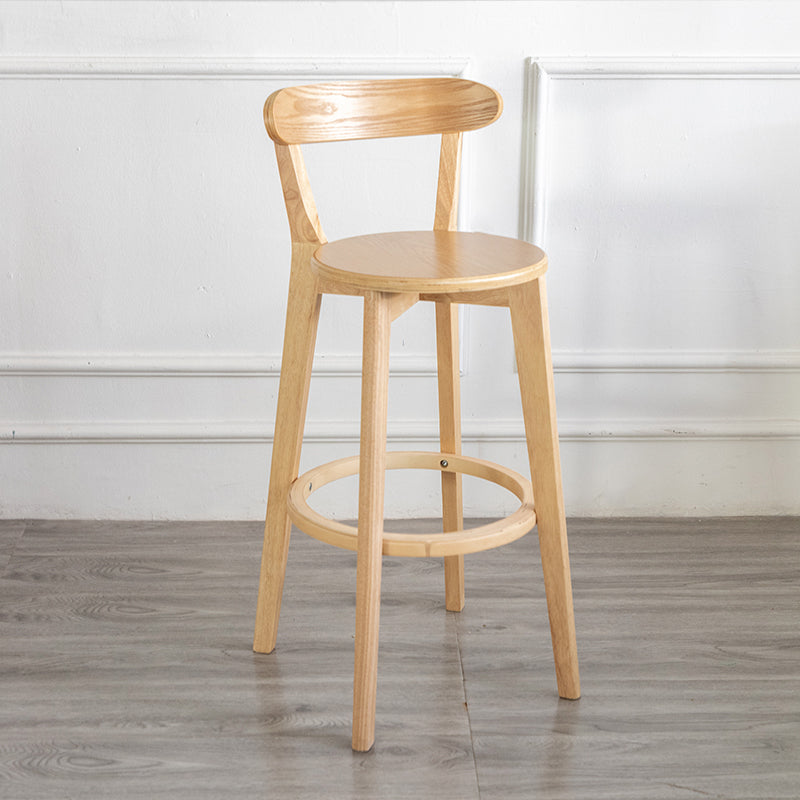 Modern Armless Backrest Counter Stool Wood Household Bar Stool with Cushion and Pedal Natural Natural 1 Piece Clearhalo 'Bar Furniture' 'Bar Stools' 'bar_stools' 'furn' 'furn_bar_stools' 'furniture_bar_stools' 'Kitchen & Dining Furniture' 'kitchen&dining_furn' 'kitchen' 'kitchen_furn' Furniture' 4372121