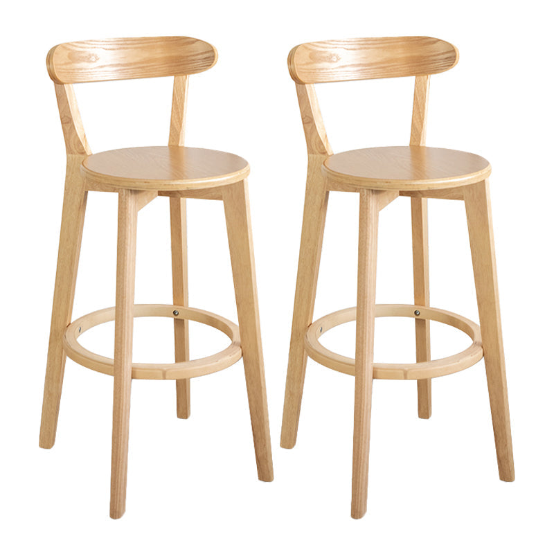 Modern Armless Backrest Counter Stool Wood Household Bar Stool with Cushion and Pedal Natural Natural 2 Piece Set Clearhalo 'Bar Furniture' 'Bar Stools' 'bar_stools' 'furn' 'furn_bar_stools' 'furniture_bar_stools' 'Kitchen & Dining Furniture' 'kitchen&dining_furn' 'kitchen' 'kitchen_furn' Furniture' 4372122